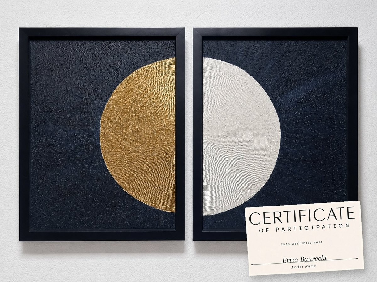 Two Halves, One Soul with certificate of participation, Arrival Gallery Paris